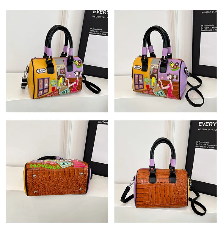 PU New Personality Stylish Shoulder Bags Design Patchwork Zipper 2025 Hot Sale Women's Bags Retro High Quality Women's Bags