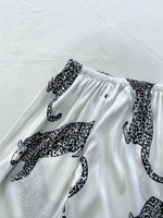 Comfortable Fashionable 2pcs V Neck Leopard Print Suspender Long Pants Pajama Set