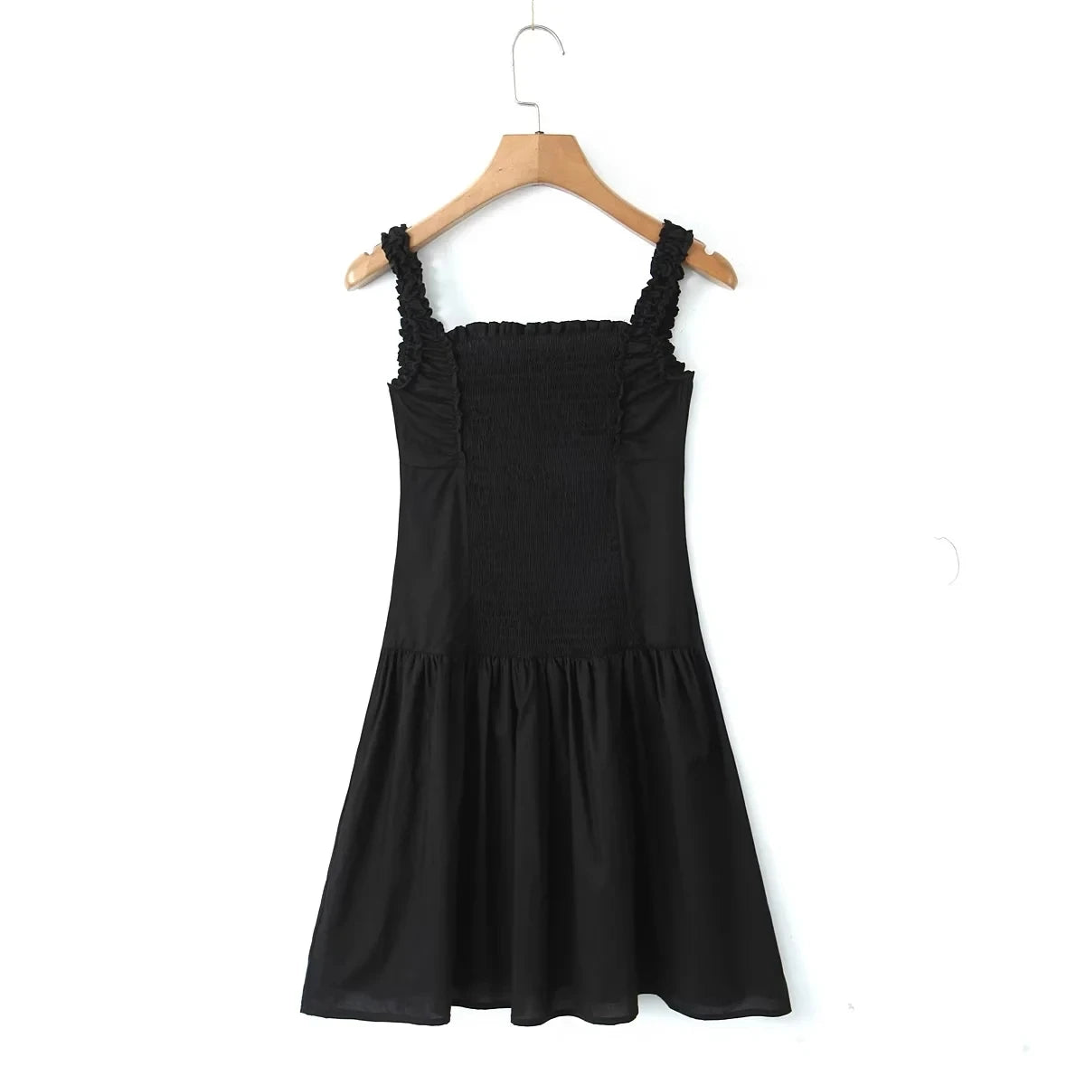 Foridol Bowknot Smocked White Short Dress Women Summer Cotton Mini Sleeveless Tank Sundress Beach Chic Buttons Dress for Petite