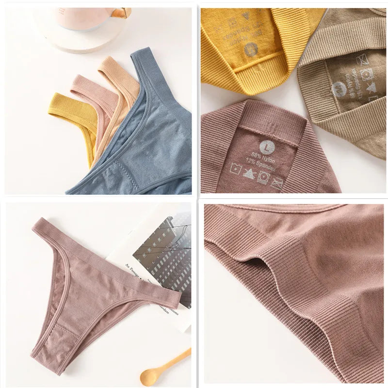 10Pcs/Set Women Seamless Panties Ribbed Underwear Sexy Lingerie High Leg Cut Female Sports Underpants Femme Thongs