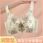 Women's Push up Bras Adjustable New Wireless Bras Women Flower embroidery Bra Underwear Large Size 36-52 CDE Cup Underwear Women