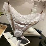Women's Briefs Satin Lace Sexy Women's Underwear Low Waist Transparent Hollow Out Panties Breathable Soft Seamless Lingerie