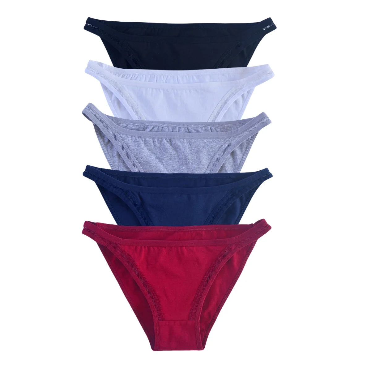 5Pcs/Set Cotton Panties Women Low Rise Briefs Solid Color Underwear Comfort Breathable Underpants M-XL Sexy Lingerie