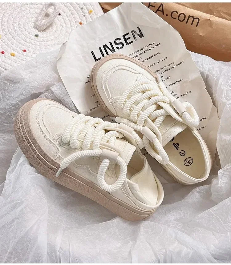 Women's Shoes WhiteNew Canvas Shoes Breathable Comfortable Platform Outdoor Casual Sports Shoes Zapatillas De Mujer