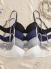 4PCS Daily Lace Trim Women's Underwear Set Bow Ribbed Push up Underwire Bra Comfortable Stylish Women's Bra