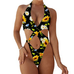2025 Sexy High Cut Out Halter Female Swimwear One Piece Swimsuit Women Cross Bandage Monokini Bather Bathing Suit Swim Beachwear