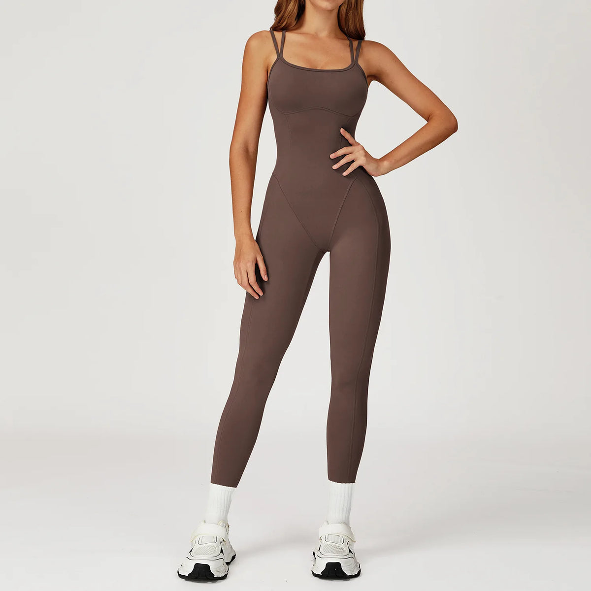 Hearuisavy Female Jumpsuit Long Elegant Sports Bodysuit Woman Gym Clothes Strappy Fitness Overalls Push Up Pilates Yoga Leotard