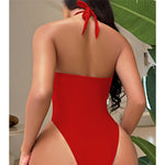 S - XL 7 Colors Lace Up High Neck Full Back Women Swimwear One Piece Swimsuit Female High Leg Cut Bather Bathing Suit Swim V6272