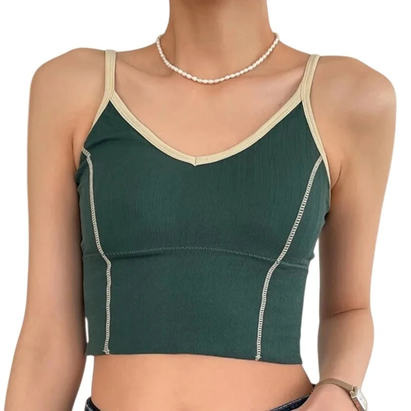 Women Bra Tank Crop Top Seamless Underwear Female Crop Tops U-shaped Back Sports Intimates Sexy Lingerie Padded Camisole Femme