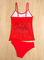 Summer Swimwear for Women Tankini Sets Swimsuit Vintage Padded Mesh Bathing Suit Print Beachwear Female Women's Swim Wear 2025