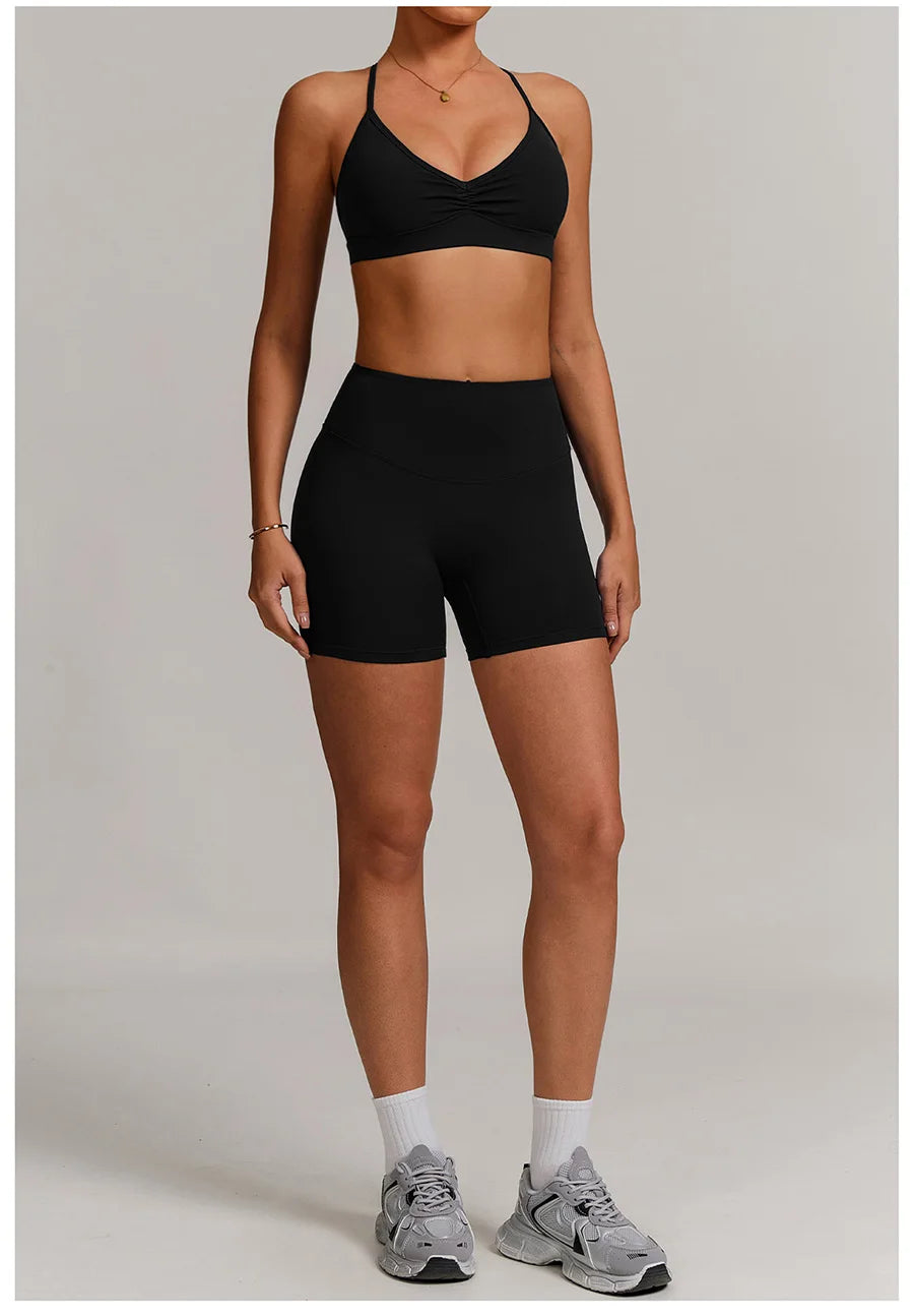 Women 2PCS Yoga Suit Sports Gym Set Tracksuit Workout Long Sleeve Shirt Fitness Flared leggings Short sleeve shorts running suit
