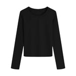 Women Long Sleeve T-shirt Crew Neck Tee Breathable Skin-friendly Basic Tee Autumn Winter Inner Wear Top