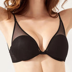 Women's Sexy 1/2 Cup Mesh Bra Balconette Mesh wire free Demi Shelf Bra See Through padding Bralette Backless Bra Small Breats