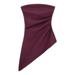 HH Elegant Women's Strapless Ruched Side Top Asymmetrical Hem Crop Tube Top for Vacation Wedding Guest Evening Wear