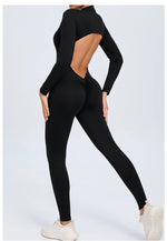 Women Sportwear Yoga Jumpsuit Zip Long Sleeve Back Open Outfit Fitness Tracksuit Tight One-piece Gym Overalls Sports Bodysuit