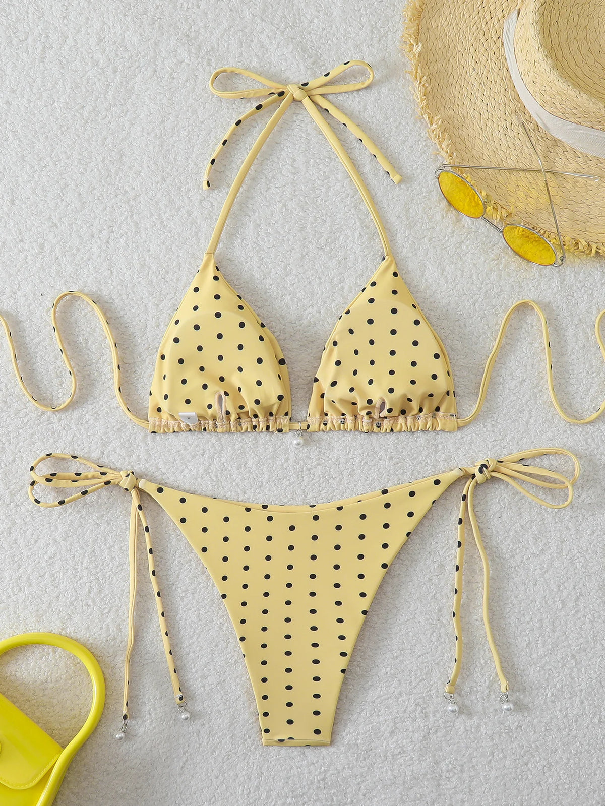 Triangle Halter Thong Bikinis 2026 Women Sexy Swimsuit Dot String Swimwear Female Bathers Bathing Swimming Swim Suit Beachwear