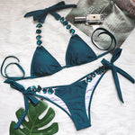 Jewelled Rhinestones Diamond Bikini Female Swimsuit Women Swimwear Two-piece Bikini Set Brazilian Bather Bathing Suit Swim Lady