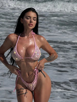 Shiny Sequin White Bikini Set 2026 Women Sexy Push Up Bra Tie Side Triangle Swimsuit Brazilian Holiday Bathing Suit Swimwear