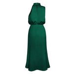 Foridol One Shoulder Turtleneck Tank Satin Women Party Dress Robe Zip Sleeveless Elegant Vintage Folds Women Clothing 2025