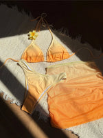 With Skirt Gradient Halter Bikini Female Swimsuit Women Swimwear Three-Pieces Bikini Set Padded Bather Bathing Suit Swim V7044