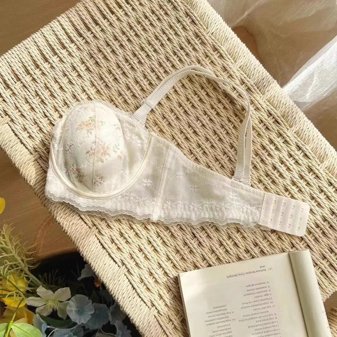 Summer Rabbit Cup Bralette Large Bust Light Support Thin Lace Beachwear Pure Comfort Wirefree Anti-Sagging Bra AU S-XL MOYISU