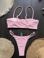 Black rhinestone process bikini sexy thong split swimsuit 2-piece beach set