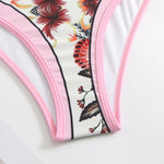 Sexy One-piece Swimsuit with Skirt Swimwear Women Flower Bird Print Body Bathing Suit Beach Swim Pool 2024 Female Swimming Suit