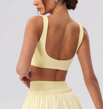 Sexy Detachable Sports Bra Women Color Contrast Hollow Out Front Twisted Gym Workout Yoga Underwear Athletic Training Crop Top