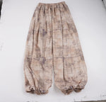 Low-waisted, loose-fitting, wide-slip casual trousers, lightweight woven trousers