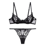 MOYISU Parisian Sheer Bralette Set - Ultra-Thin Wire-Free Bra No Padding Anti-Sag Lace Cutout Lingerie Sexy Vacation-Ready Tushy