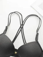 Women's Front Button Back Cross Strap Bra Set Gathering Push Ups Solid Color Lace Sexy Daily Comfort Casual Underwear Set A2159
