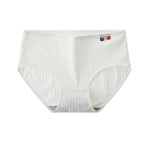 1 Pack Women's Ribbed Cotton Panties Stretchy Mid Rise Underwear Sexy Lingerie Breathable Japanese Style Multicolor Briefs M-XL