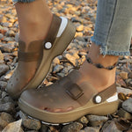 Jelly Color Platform Clogs Sandals Women 2026 Summer Thick Bottom Non Slip Beach Sandles Woman Breathable Slip On Garden Shoes