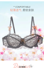 MOYISU Summer Lingerie Set Sheer French Lace Minimiser Bra Briefs Ultra Thin Sexy Women's Underwear Big Bust Sexy Tushy & Panty