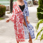 13 Colors Printed With Belt Crochet Knitted Tunic Beach Dress Beach Wear Beachwear Beach Cover Up Cover-upsFemale Women V7201