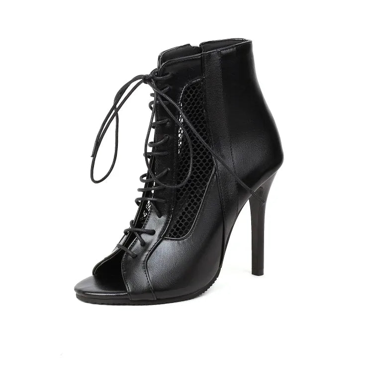 NASBAVI Fashion Summer Jazz Dance Shoes Peep Toe Ankle Boots for Women Sexy High Heels Lace-up Sandals Female Large Size 45