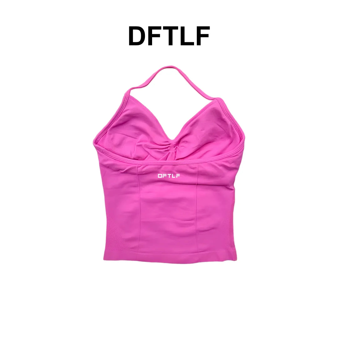 DFTLF Impact Longline Strappy Top Sports Yoga Vest Women Fitness Tank Top Gym Beautiful Open Back Bra Running Workout Halter