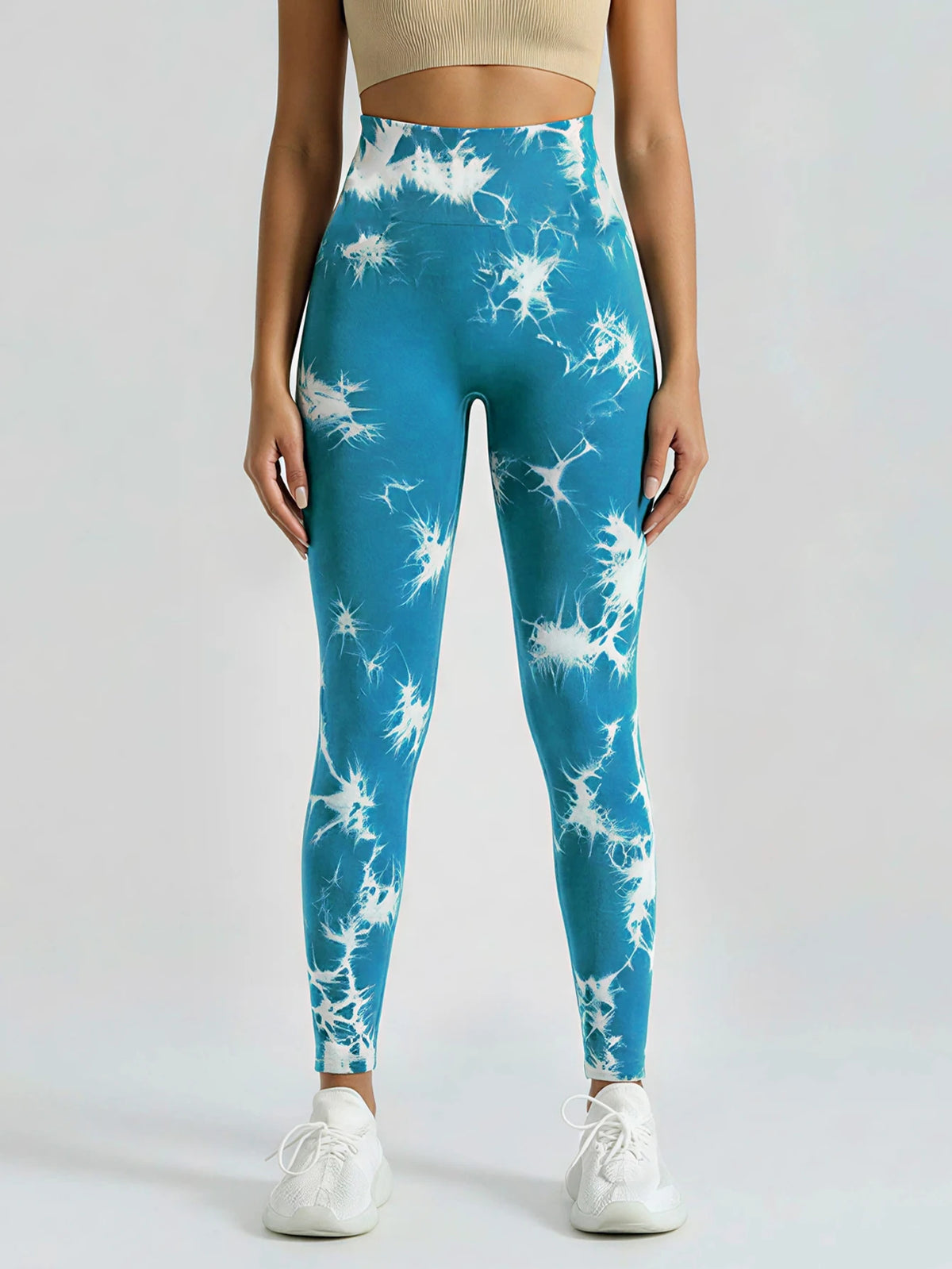 Boho Tie Dye High Waist Knit Elastic Fitness Yoga Tights Butt Lifting Workout Pants for Women