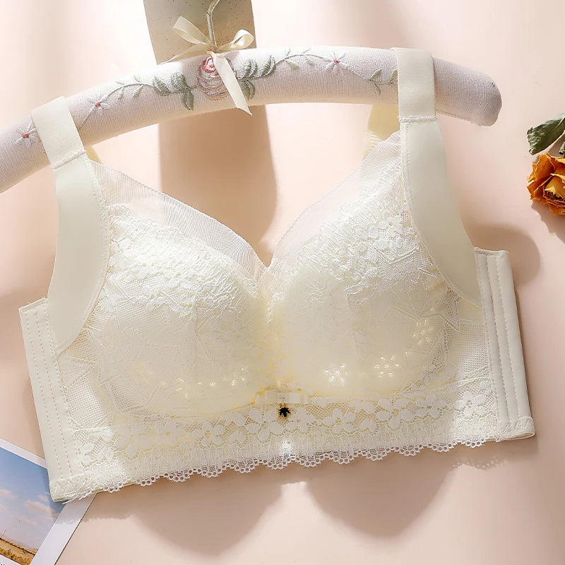 Spring And Summer New Five-breasted Thin Hole Cup Breathable Bra Without Underwire, Breast-proof Sagging Underwear Looks Thin Bh