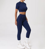 2PCS Yoga Suit Sports Set Women Quick-Drying Gym Set Women Tracksuit Running Workout Long Sleeve Sports Shirt Yoga Clothing