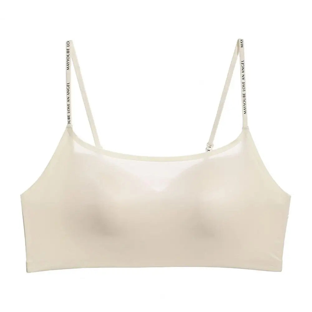 Women's Satin Bra No Underwire Seamless Bralette with Adjustable Spaghetti Strap Soft Wireless Support Padded Bra