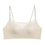 Women's Satin Bra No Underwire Seamless Bralette with Adjustable Spaghetti Strap Soft Wireless Support Padded Bra