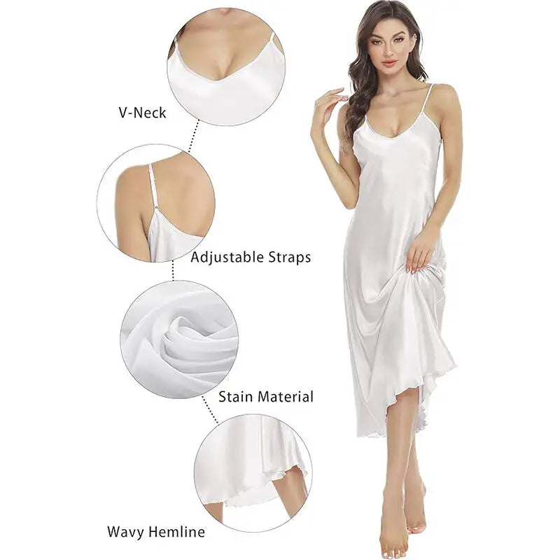 Women's Nightdress Spaghetti Strap V Neck Elegant Luxury Comfortable Breathable Loungewear Relaxing Daily Leisure Classic Style
