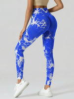 Boho Tie Dye High Waist Knit Elastic Fitness Yoga Tights Butt Lifting Workout Pants for Women