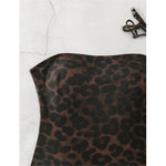 S - XL New Leopard Printed Bandeau Women Swimwear One Piece Swimsuit Female High Leg Cut Monokini Bather Bathing Suit Swim V8051