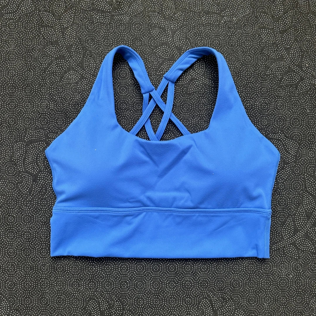 High impact Cross Back Hollow shoulder straps Gym Yoga Underwear Tight Women Fitness sport Bra Top Comprehensive Training pad