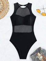 Sexy See Through Black Mesh Sheer Women Swimwear One Piece Swimsuit Female Monokini Backless Bathing Suit Swim Beach Wear Lady