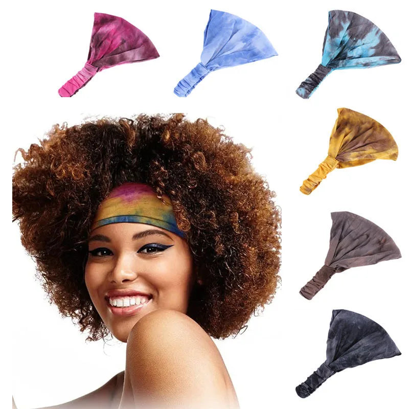 Elastic Tie Dye Cotton Headbands Turban Head Wrap for Women Girl Hair Bands Hair Bandage Beach Vintage Sports Headband