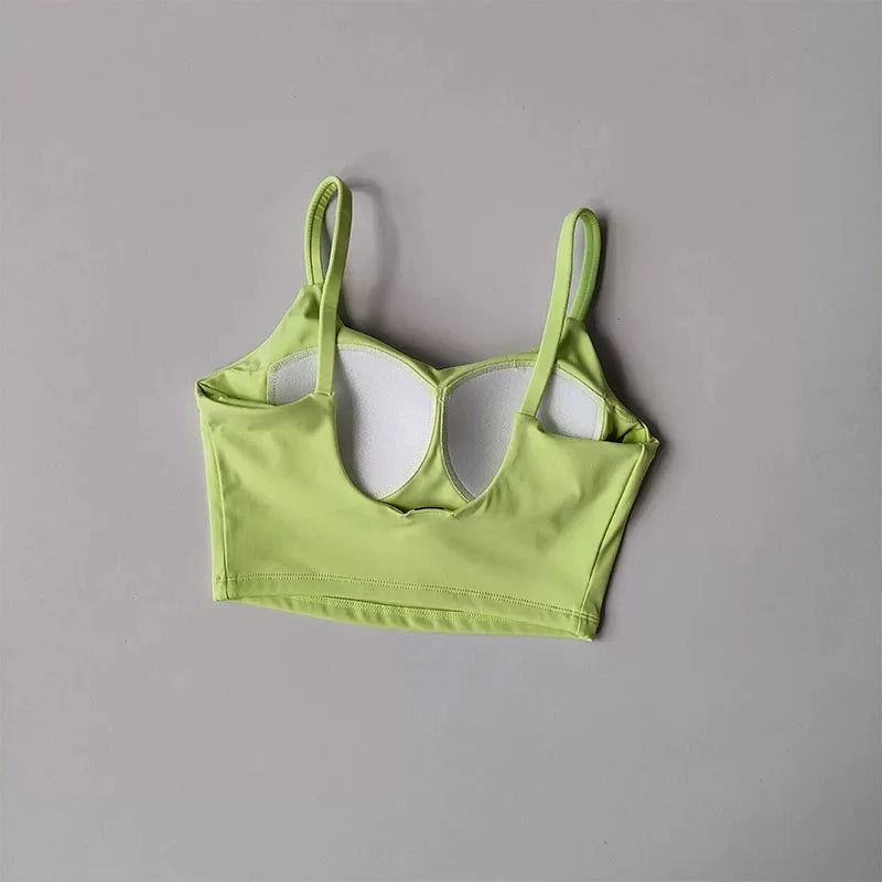 Women's yoga sports bra, small camisole vest integrated fixed gathering sports and fitness bra