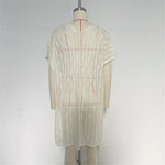 Sexy Short Sleeve Hollow Out Crochet Knitted Tunic Beach Cover Up Cover-ups Beach Dress Beach Wear Beachwear Female Women K6686